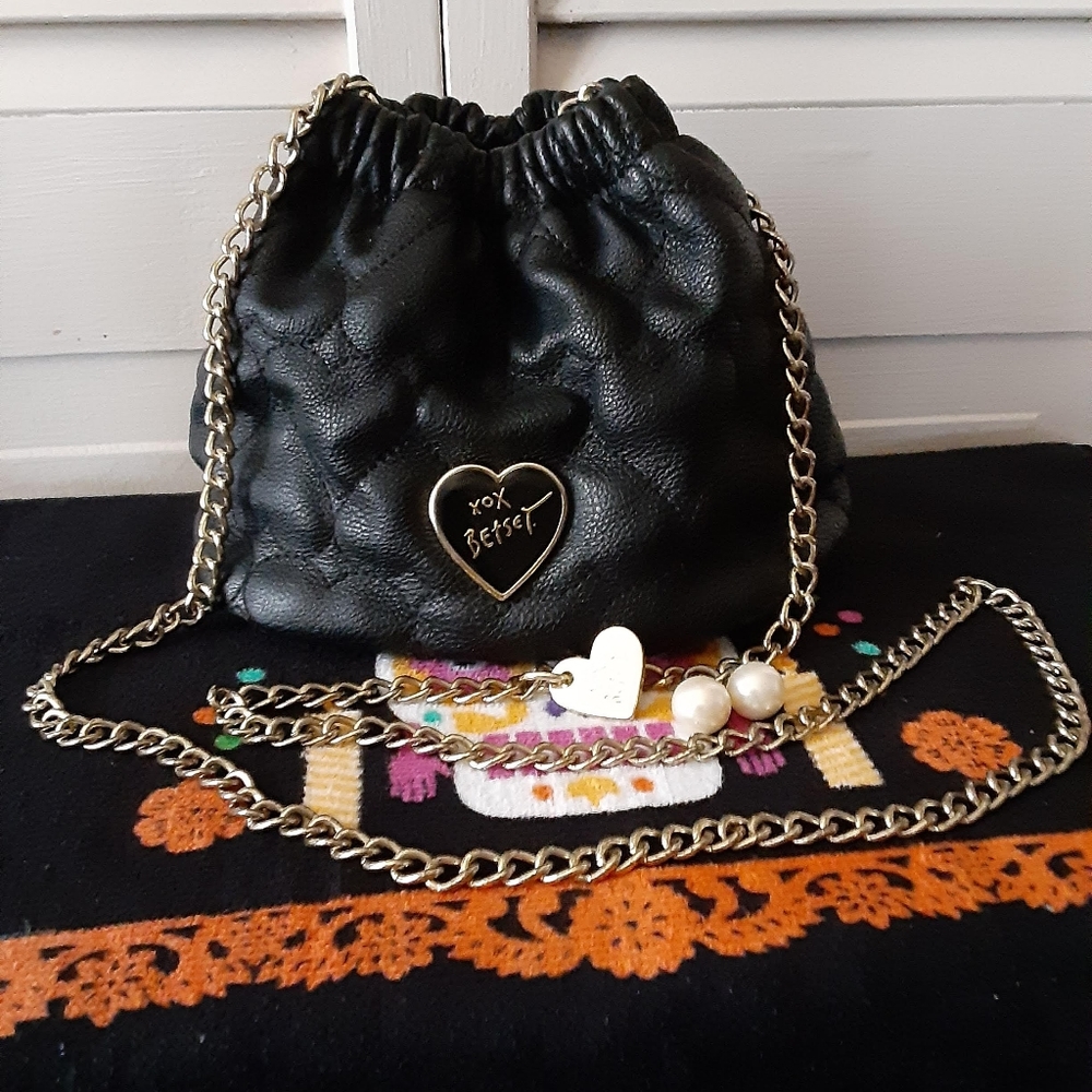 Betsey Johnson Quilted Hearts Crossbody Bag